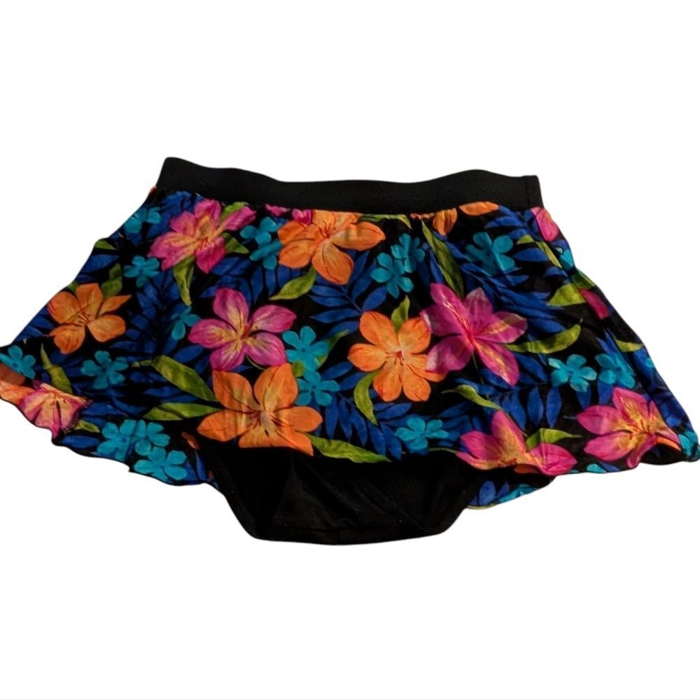 Vintage Catalina women's Bright floral print swim bottoms Bikini Skirt size L‎